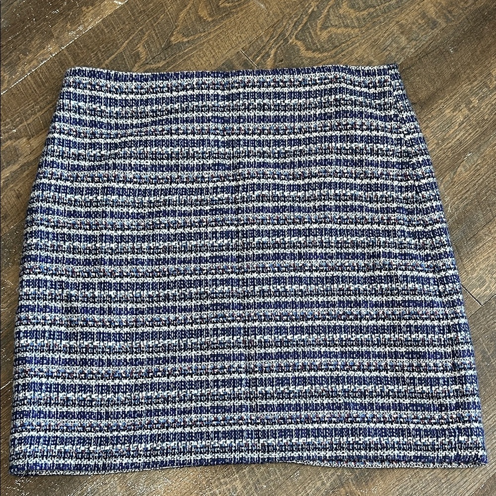 Talbots 12 Petite Blue White Skirt‎ Striped Womens Tweed Lined A Line